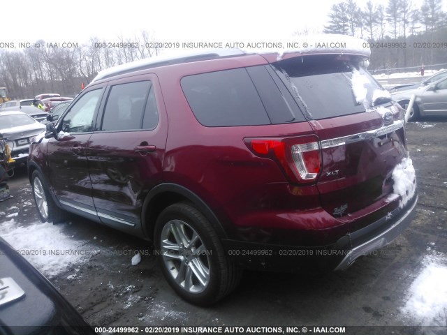 1FM5K8D86GGC00280 - 2016 FORD EXPLORER XLT RED photo 3