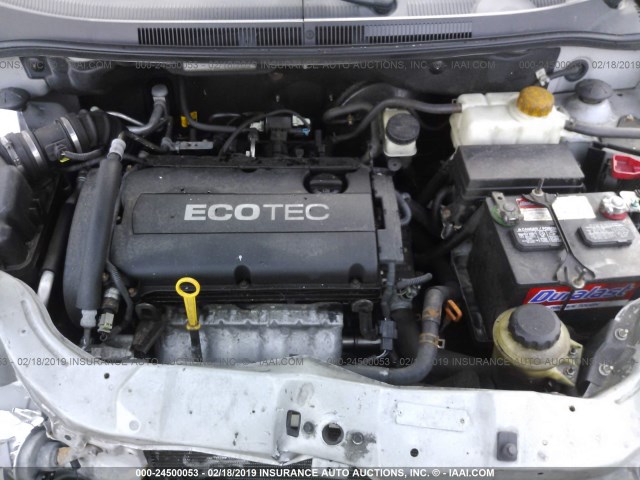 KL1TD6DE7AB113788 - 2010 CHEVROLET AVEO LS/LT ვერცხლისფერი ფოტო 10