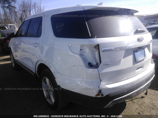 1FM5K8DH0HGB92484 - 2017 FORD EXPLORER XLT WHITE photo 3