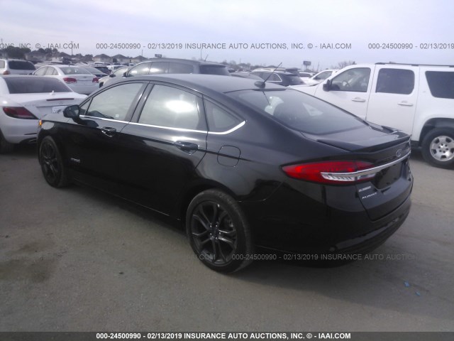 3FA6P0LU8JR124559 - 2018 FORD FUSION SE HYBRID BLACK photo 3