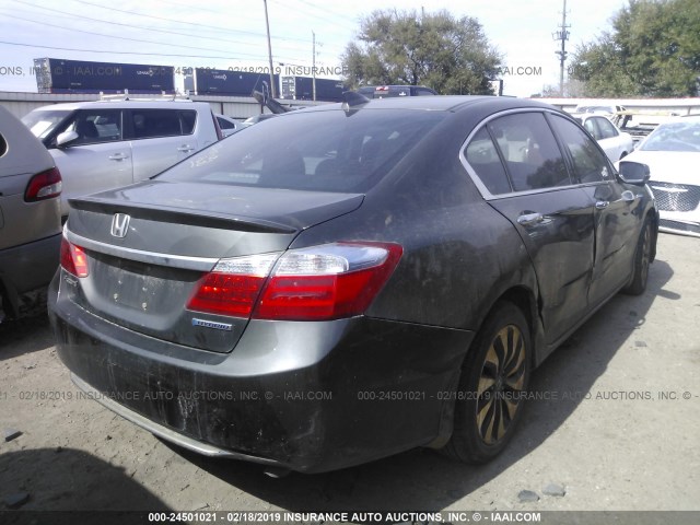 1HGCR6F33EA006255 - 2014 HONDA ACCORD HYBRID GRAY photo 4