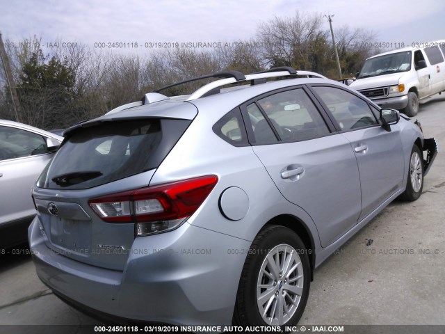 4S3GTAD65J3745157 - 2018 SUBARU IMPREZA PREMIUM PLUS SILVER photo 4