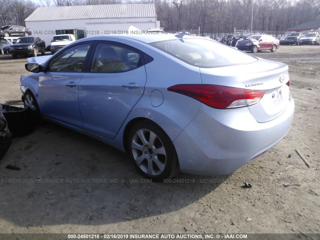 KMHDH4AE7BU104844 - 2011 HYUNDAI ELANTRA GLS/LIMITED Light Blue photo 3