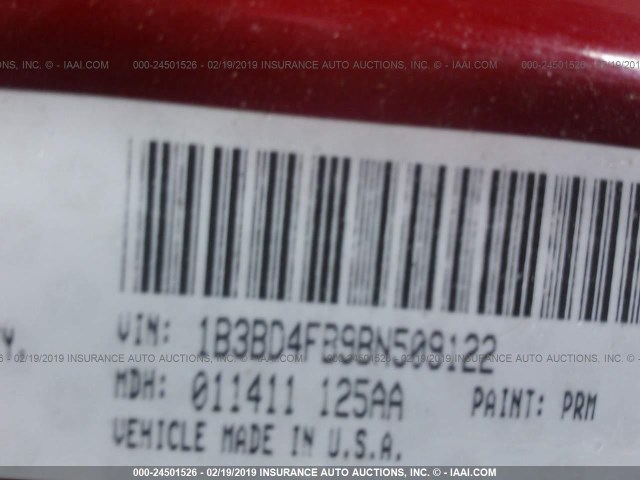 1B3BD4FB9BN509122 - 2011 DODGE AVENGER EXPRESS RED photo 9