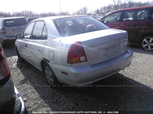 KMHCG45C53U485358 - 2003 HYUNDAI ACCENT GL SILVER photo 3