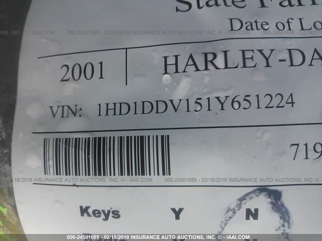 1HD1DDV151Y651224 - 2001 HARLEY-DAVIDSON FLHT BLACK photo 10