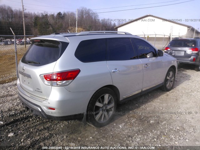5N1AR2MM7DC688565 - 2013 NISSAN PATHFINDER S/SV/SL/PLATINUM SILVER photo 4