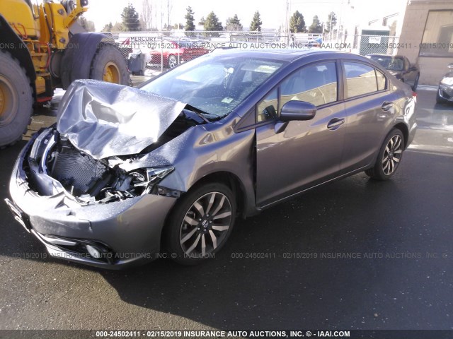 19XFB2F96FE244144 - 2015 HONDA CIVIC EXL GRAY photo 2