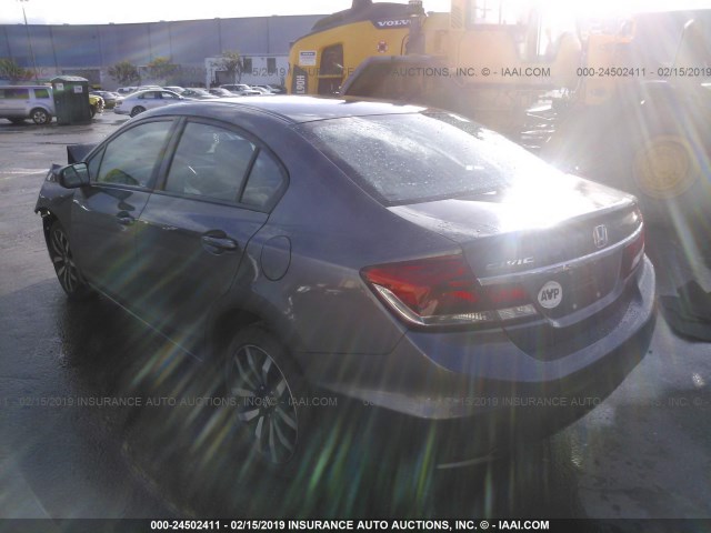 19XFB2F96FE244144 - 2015 HONDA CIVIC EXL GRAY photo 3