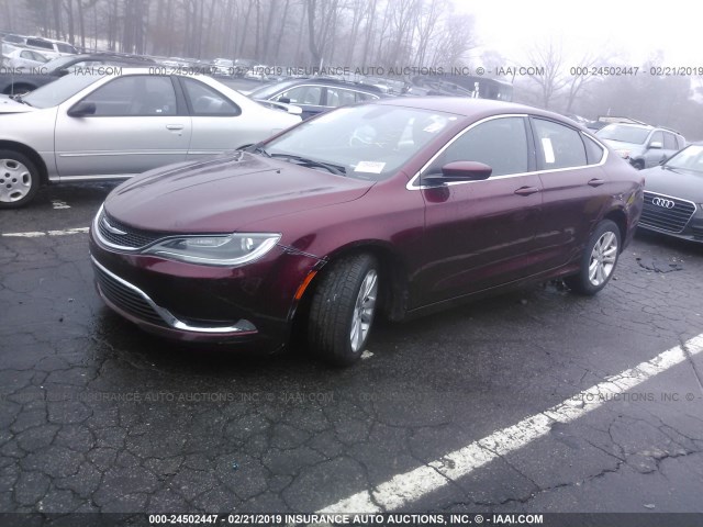 1C3CCCAB1FN738265 - 2015 CHRYSLER 200 LIMITED RED photo 2