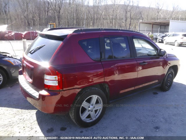 1J8FF47W17D597679 - 2007 JEEP COMPASS RED photo 4
