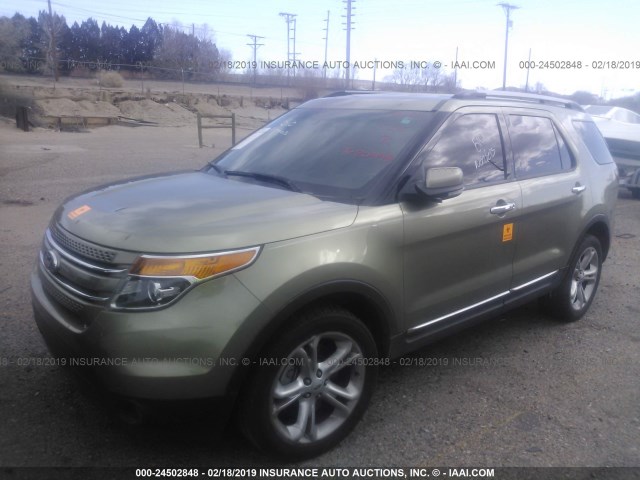 1FM5K8F82DGC02049 - 2013 FORD EXPLORER LIMITED GREEN photo 2