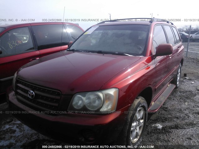 JTEGF21A720045273 - 2002 TOYOTA HIGHLANDER LIMITED RED photo 2