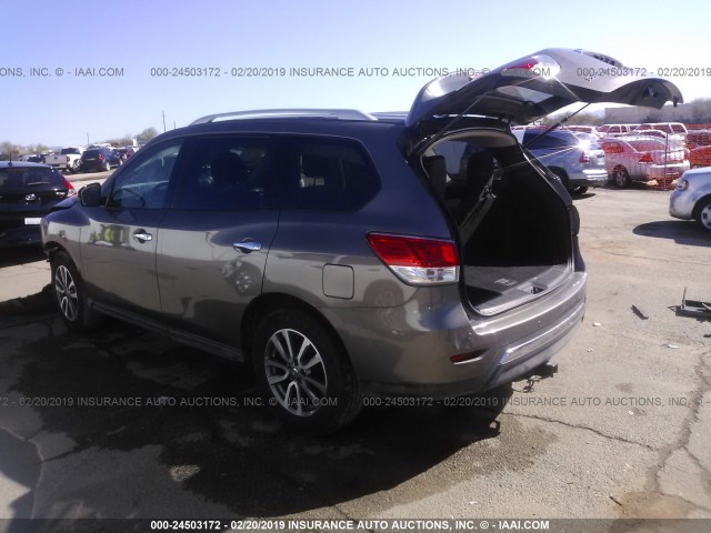 5N1AR2MN0DC660695 - 2013 NISSAN PATHFINDER S/SV/SL/PLATINUM BROWN photo 3