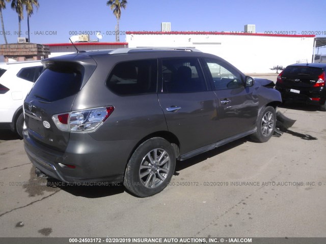 5N1AR2MN0DC660695 - 2013 NISSAN PATHFINDER S/SV/SL/PLATINUM BROWN photo 4
