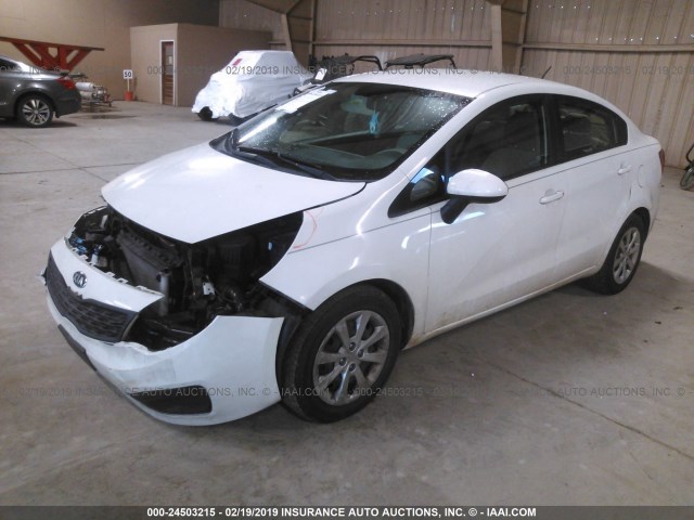 KNADM4A32D6171595 - 2013 KIA RIO LX WHITE photo 2