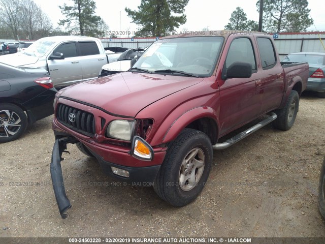 5TEGN92N74Z322654 - 2004 TOYOTA TACOMA DOUBLE CAB PRERUNNER BURGUNDY photo 2
