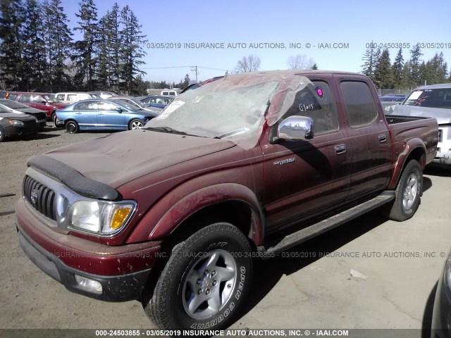 5TEHN72N32Z122313 - 2002 TOYOTA TACOMA DOUBLE CAB RED photo 2