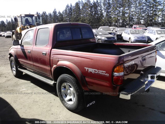 5TEHN72N32Z122313 - 2002 TOYOTA TACOMA DOUBLE CAB 红色 照片 3