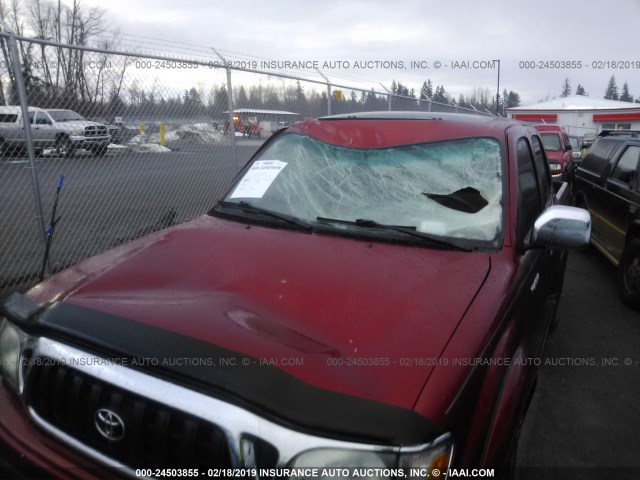 5TEHN72N32Z122313 - 2002 TOYOTA TACOMA DOUBLE CAB RED photo 6