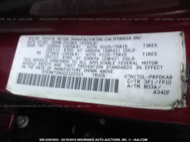 5TEHN72N32Z122313 - 2002 TOYOTA TACOMA DOUBLE CAB 红色 照片 9