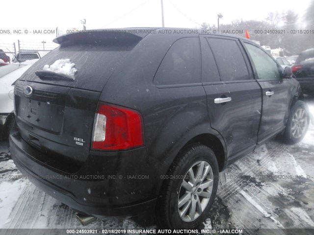 2FMDK4JC7BBB50955 - 2011 FORD EDGE SEL BLACK photo 4