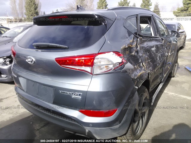 KM8J3CA22HU497842 - 2017 HYUNDAI TUCSON LIMITED/SPORT AND ECO/SE GRAY photo 4