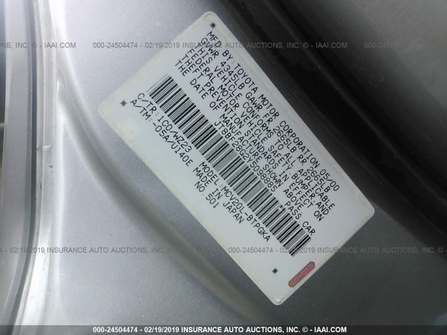 JT8BF28G2Y5098885 - 2000 LEXUS ES 300 SILVER photo 9