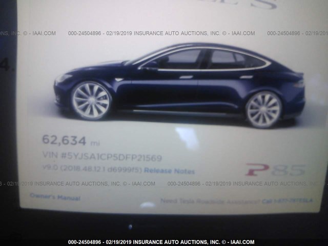 5YJSA1CP5DFP21569 - 2013 TESLA MODEL S BLACK photo 7