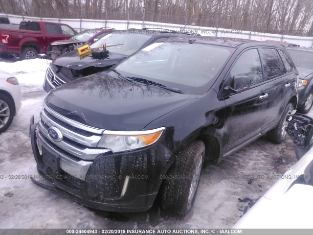 2FMDK4JC2BBA74092 - 2011 FORD EDGE SEL BLACK photo 2