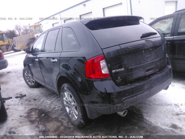 2FMDK4JC2BBA74092 - 2011 FORD EDGE SEL BLACK photo 3