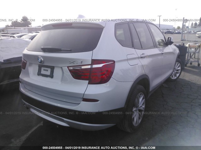 5UXWX9C5XE0D30464 - 2014 BMW X3 XDRIVE28I SILVER photo 4
