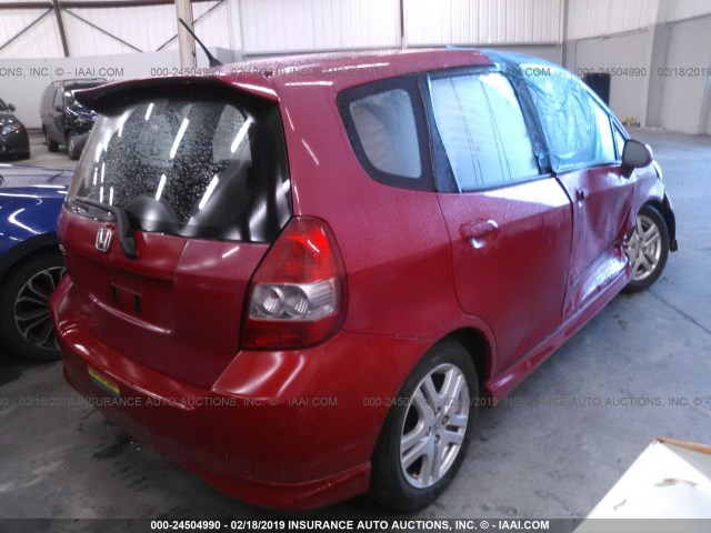 JHMGD38647S030029 - 2007 HONDA FIT S RED photo 4