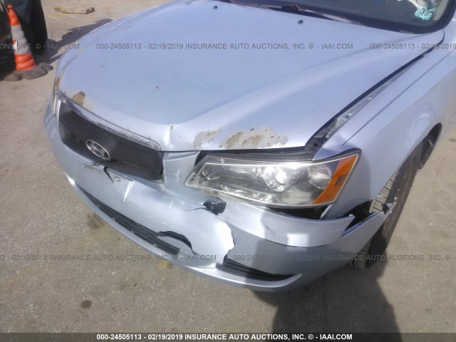 5NPET46C06H147436 - 2006 HYUNDAI SONATA GL SILVER photo 6