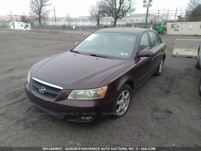 5NPEU46F26H040623 - 2006 HYUNDAI SONATA GLS/LX PURPLE photo 2