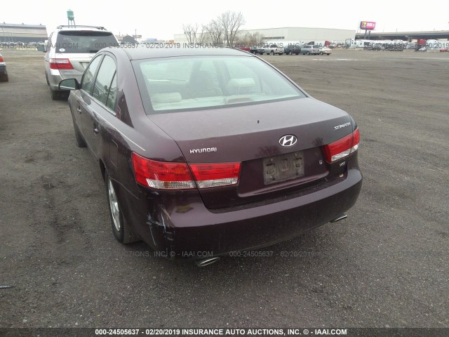 5NPEU46F26H040623 - 2006 HYUNDAI SONATA GLS/LX PURPLE photo 3