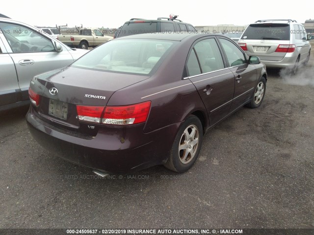 5NPEU46F26H040623 - 2006 HYUNDAI SONATA GLS/LX PURPLE photo 4