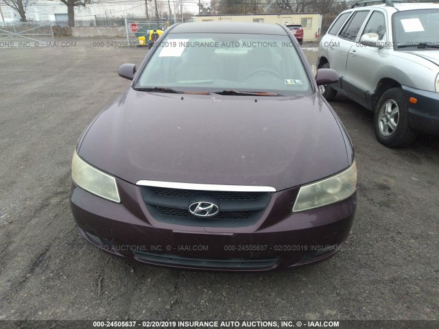 5NPEU46F26H040623 - 2006 HYUNDAI SONATA GLS/LX PURPLE photo 6