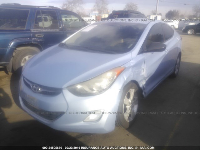 KMHDH4AE9CU421834 - 2012 HYUNDAI ELANTRA GLS/LIMITED Light Blue photo 2