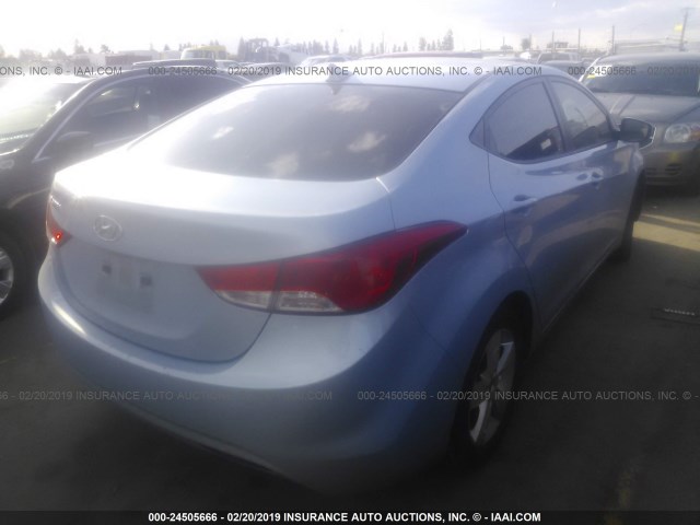 KMHDH4AE9CU421834 - 2012 HYUNDAI ELANTRA GLS/LIMITED Light Blue photo 4