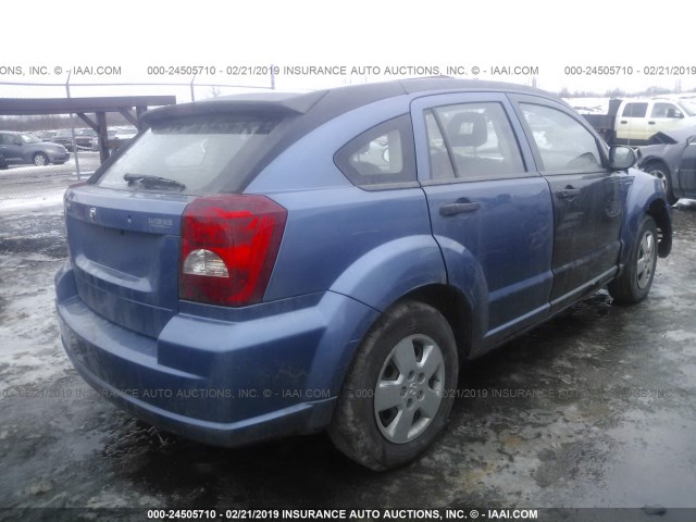 1B3HB28B07D309423 - 2007 DODGE CALIBER BLUE photo 4