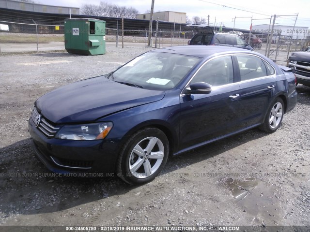 1VWBT7A38EC036362 - 2014 VOLKSWAGEN PASSAT SE BLUE photo 2