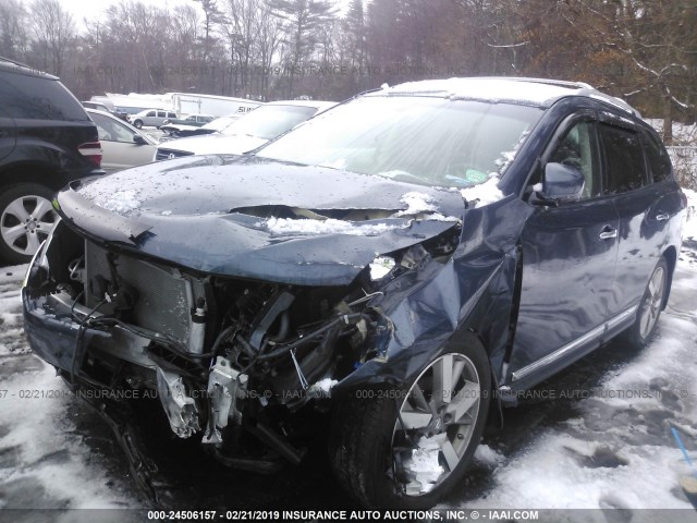 5N1AR2MM4FC612353 - 2015 NISSAN PATHFINDER S/SV/SL/PLATINUM BLUE photo 2