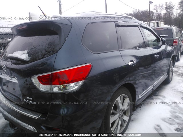 5N1AR2MM4FC612353 - 2015 NISSAN PATHFINDER S/SV/SL/PLATINUM BLUE photo 4