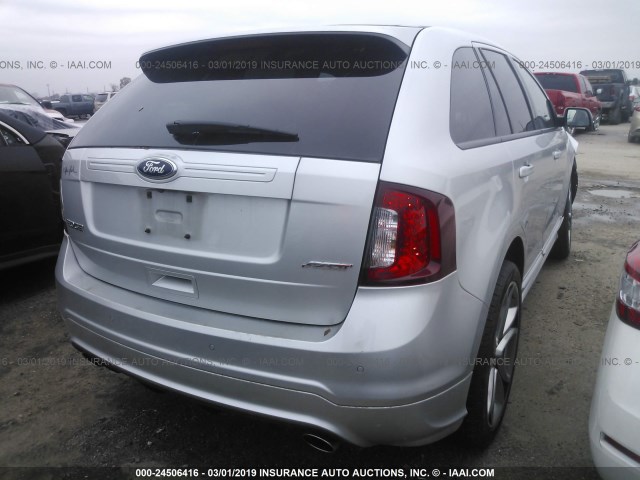 2FMDK3AK3DBC73950 - 2013 FORD EDGE SPORT SILVER photo 4