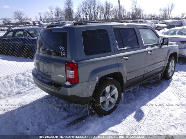 1C4NJRFB9CD672412 - 2012 JEEP PATRIOT LATITUDE GRAY photo 4