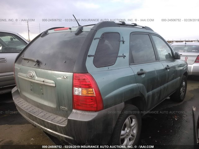 KNDJE723587492016 - 2008 KIA SPORTAGE EX/LX GREEN photo 4