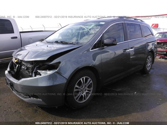 5FNRL5H63DB060558 - 2013 HONDA ODYSSEY EXL GRAY photo 2