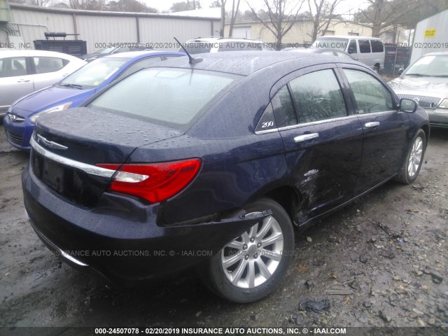 1C3CCBCG1EN100468 - 2014 CHRYSLER 200 LIMITED Dark Blue photo 4