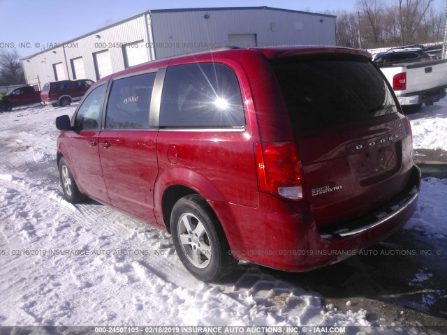 2C4RDGCG3CR356630 - 2012 DODGE GRAND CARAVAN SXT RED photo 3